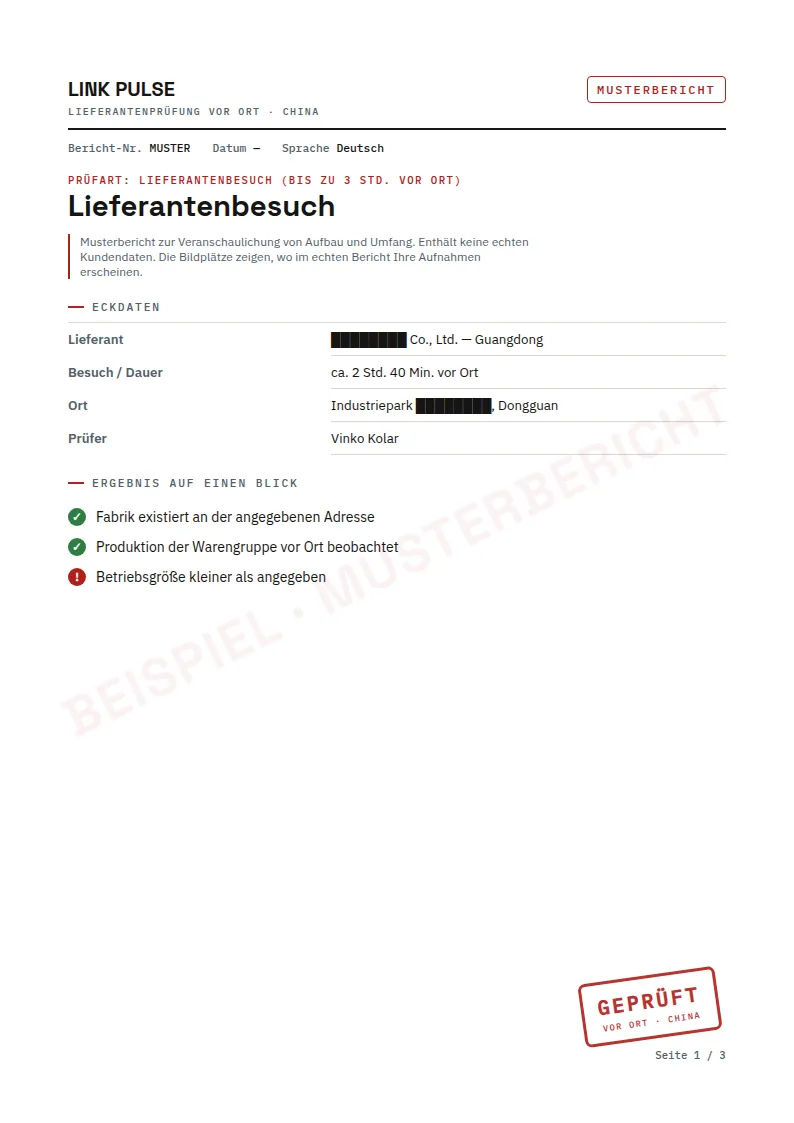 Bericht S. 1 — Deckblatt & Prüfumfang