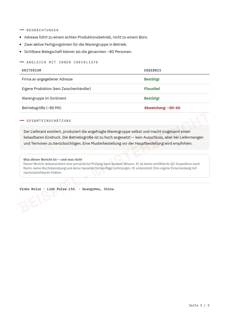 Bericht S. 3 — Beobachtungen & Fazit
