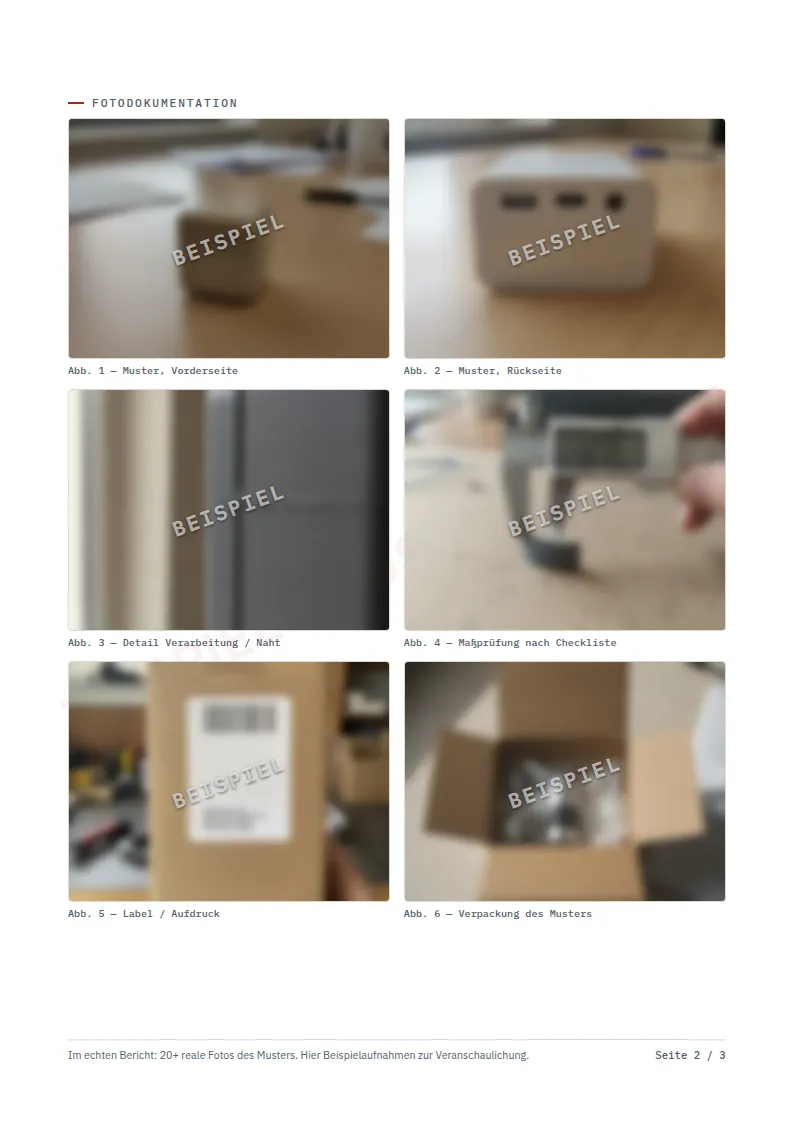 Bericht S. 2 — Fotodokumentation Muster